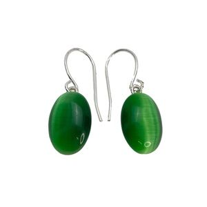 Green Opalite Glass Dangle Earrings